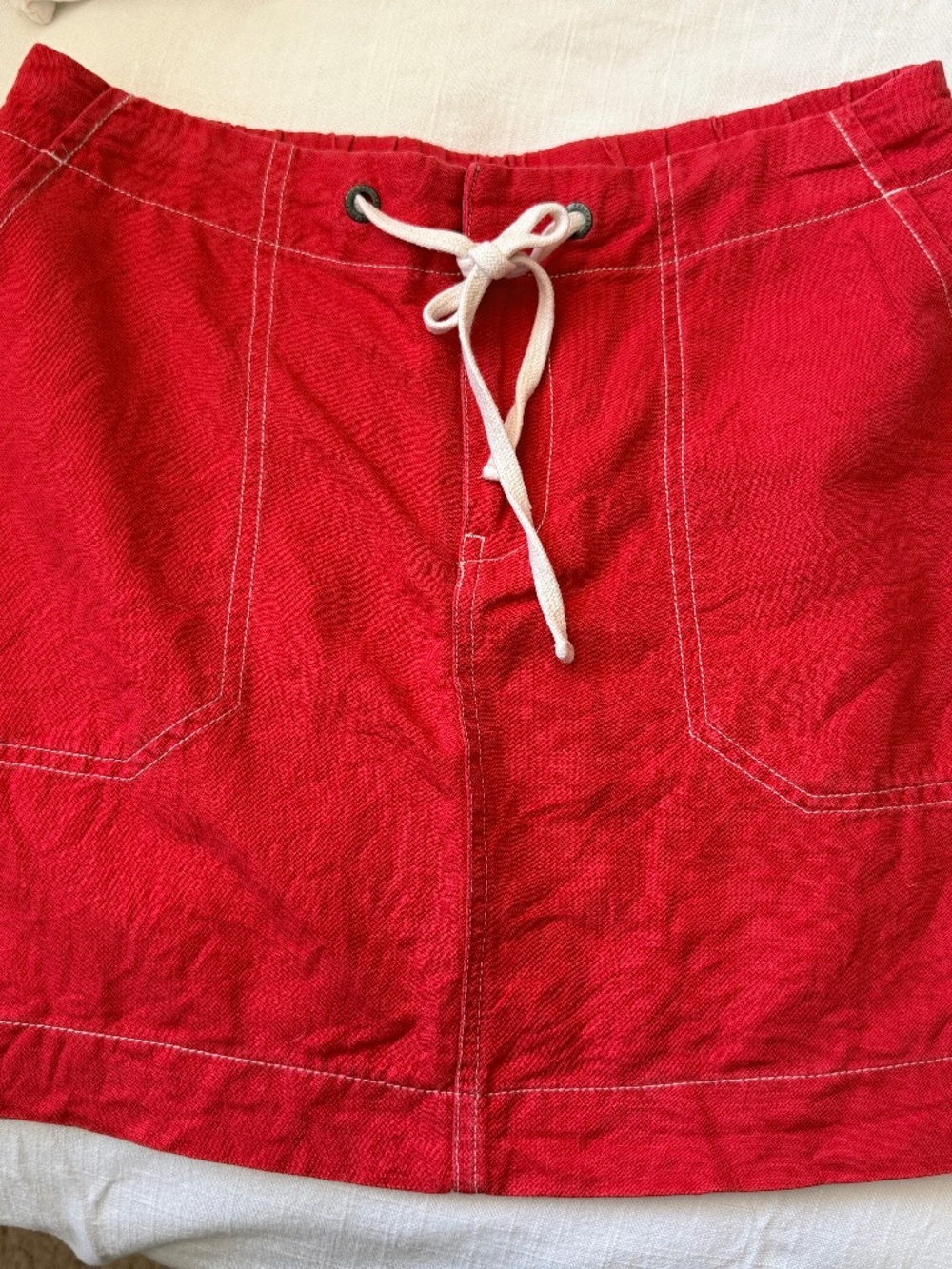 Red Linen Skirt